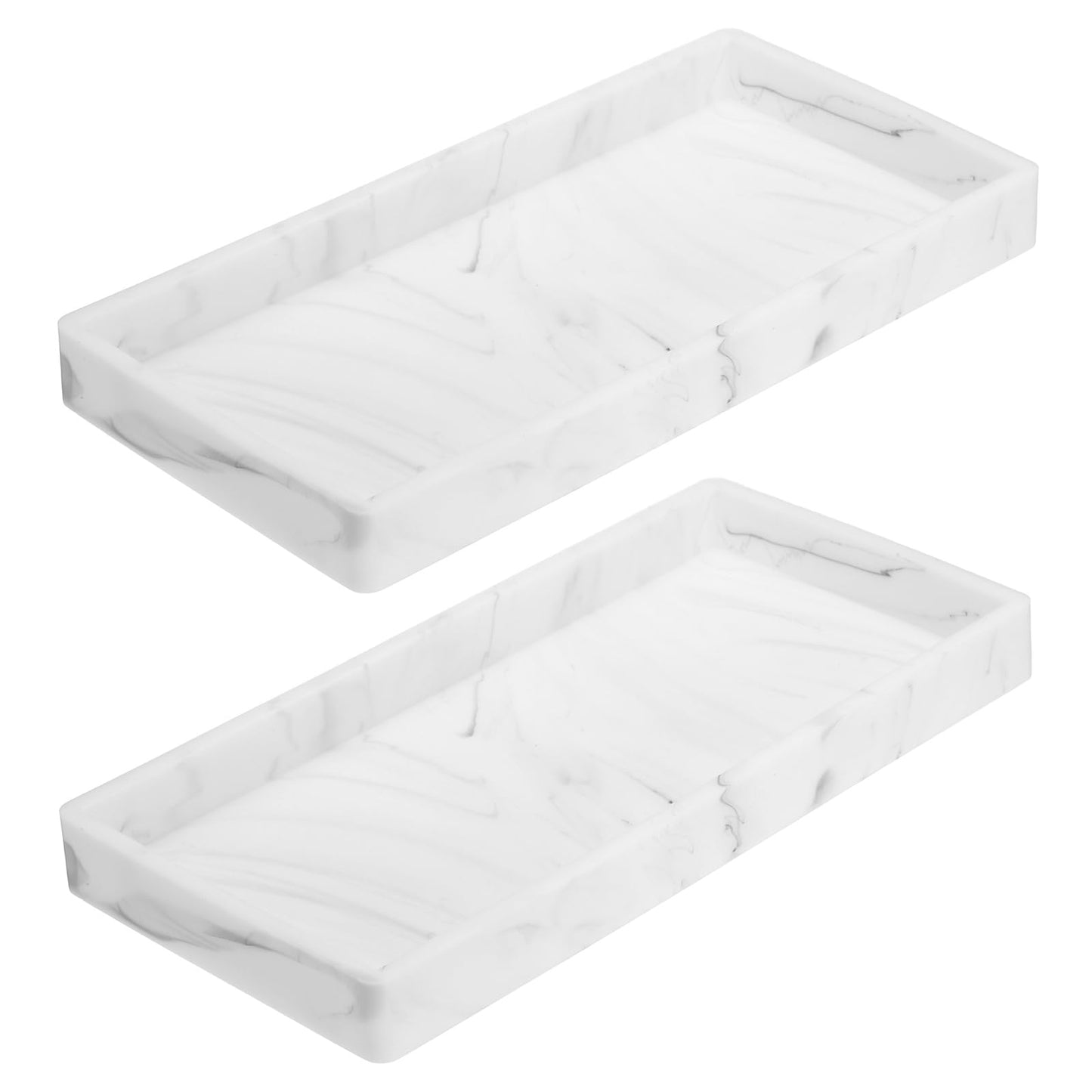 sourcing map 2Pcs Bathroom Vanity Tray, 7.9" x 3.9" Silicone Soap Dispenser Trays, Shatterproof Kitchen Sink Organizer for Soaps Keys Candle Trinket