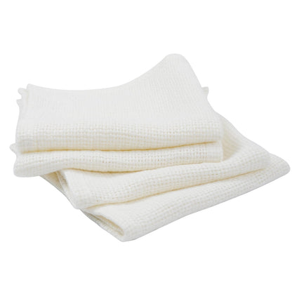 HSOFTIFY 100% Linen Face Cloth for Washing 4 Pack with Hanging Loop, White