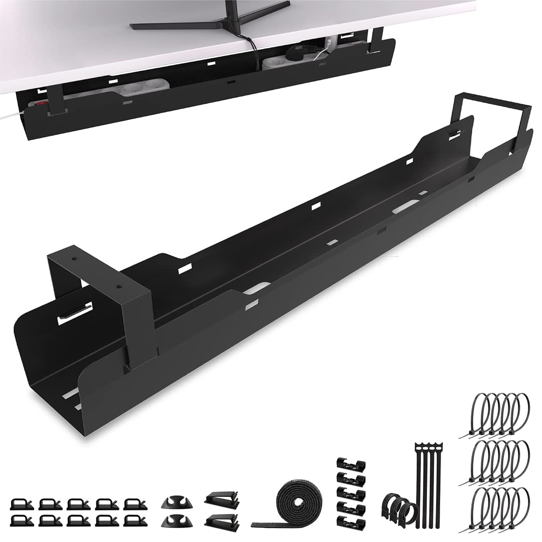 Under desk cable tray – Cable management, 15 kg load capacity, Black