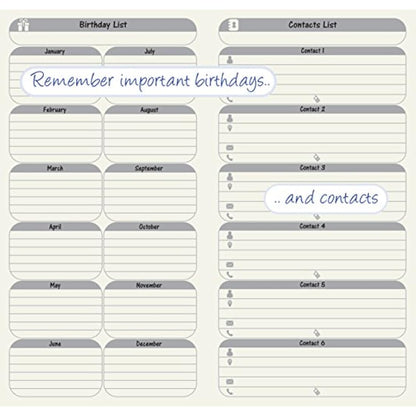 2 Pack Calendar To-Do List Weekly Planner Refill Insert for Standard Traveller's Notebook Leather Journal - 21x11cm Ideal Weekly Diary Notebook