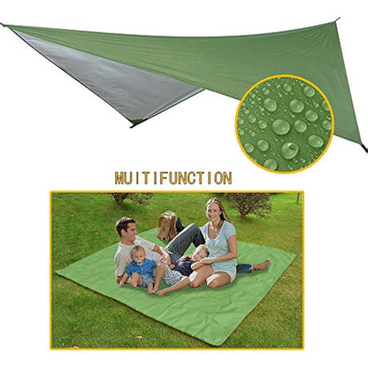 YCD Hammock, Portable Camping Hammock Set, Single/Double, Mosquito Net, Rain Shade Tent, 210T Parachute Nylon, 440 lbs, Dark Green