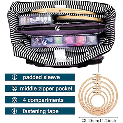 Coopay Craft Bag for Cross Stitch Crochet Knitting, Embroidery Bag Organiser Craft Tote Bags for Needlework Projects Crafting Storage, Lightweight Travel Diamond Art Carrying Bag Large, Crafter's Gift