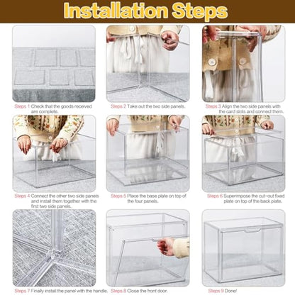 Giyiprpi 4 Packs Plastic Purse Storage Organizer for Closet, Clear Display Case for Purse and Handbag, Stackable Storage Boxes Organizer with Magnetic Door for Wallet Book Cosmetic Toys Display