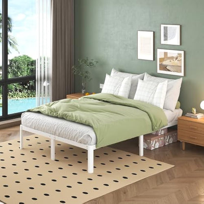 Lutown-Teen Small Double Bed Frame 30.5 cm High with Rounded Corner Legs, Heavy Duty Metal Bed Frame Small Double 4ft with Steel Slats Support, Noise Free, Easy Assembly, White