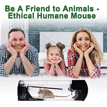 EGOFLYYA 2 Pack Humane Mouse Traps for Indoors & Outdoors, Easy to Use, No Touch Release, Improved Highly Sensitive, Effective Quick Rodent Catcher Comes with 2 Cleaning Brushs and Instruction Manual