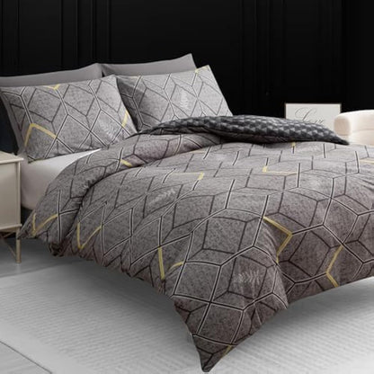 Lazzaro Double Duvet Set - Premium Brushed Microfiber Double Duvet Cover (200 x 200 cm) 3 PCs - Breathable Luxury Bedding Set With Zipper Closure