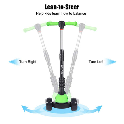 YOLEO Kids Three Wheel Kick Scooter with Removable Seat, LED Flashing Wheels, Height Adjustable, 3-in-1 Lightweight Children's Scooter Boys and Girls