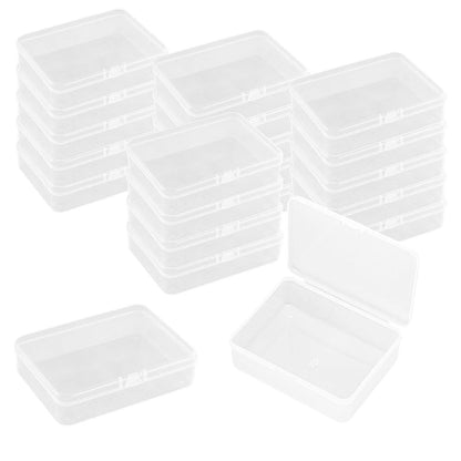 WYAN 21 Pcs Mini Container Boxes, Square Empty Mini Clear Plastic Organizer Storage Box Containers with Hinged Lids for Collecting Small Items, Beads