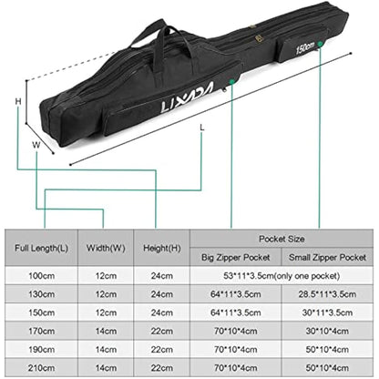 Lixada Portable Fishing Bag Folding Fishing Rod Reel Bag Outdoor Fishing Carrier Bag100cm/130cm/150cm