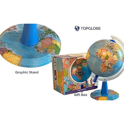TOPGLOBE Illuminated Globe 20cm - Spanish Map - Political Globes - Educational/Geographical/Desktop Decoration