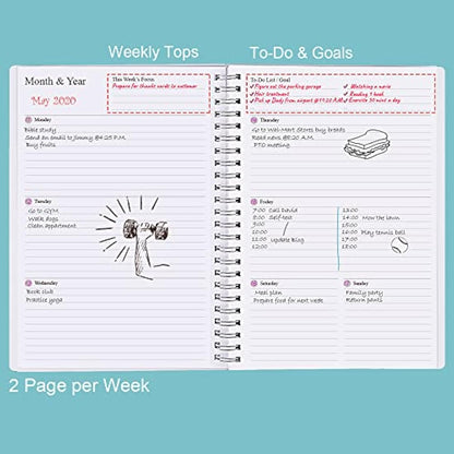 Undated Diary A5 Planner for 2025 or Any Year, Weekly & Monthly Organizer Notebook&Journal to Track Goals, Improve Productivity & Time Management, 15 x 21cm, Perfect to Organize Your Daily Life