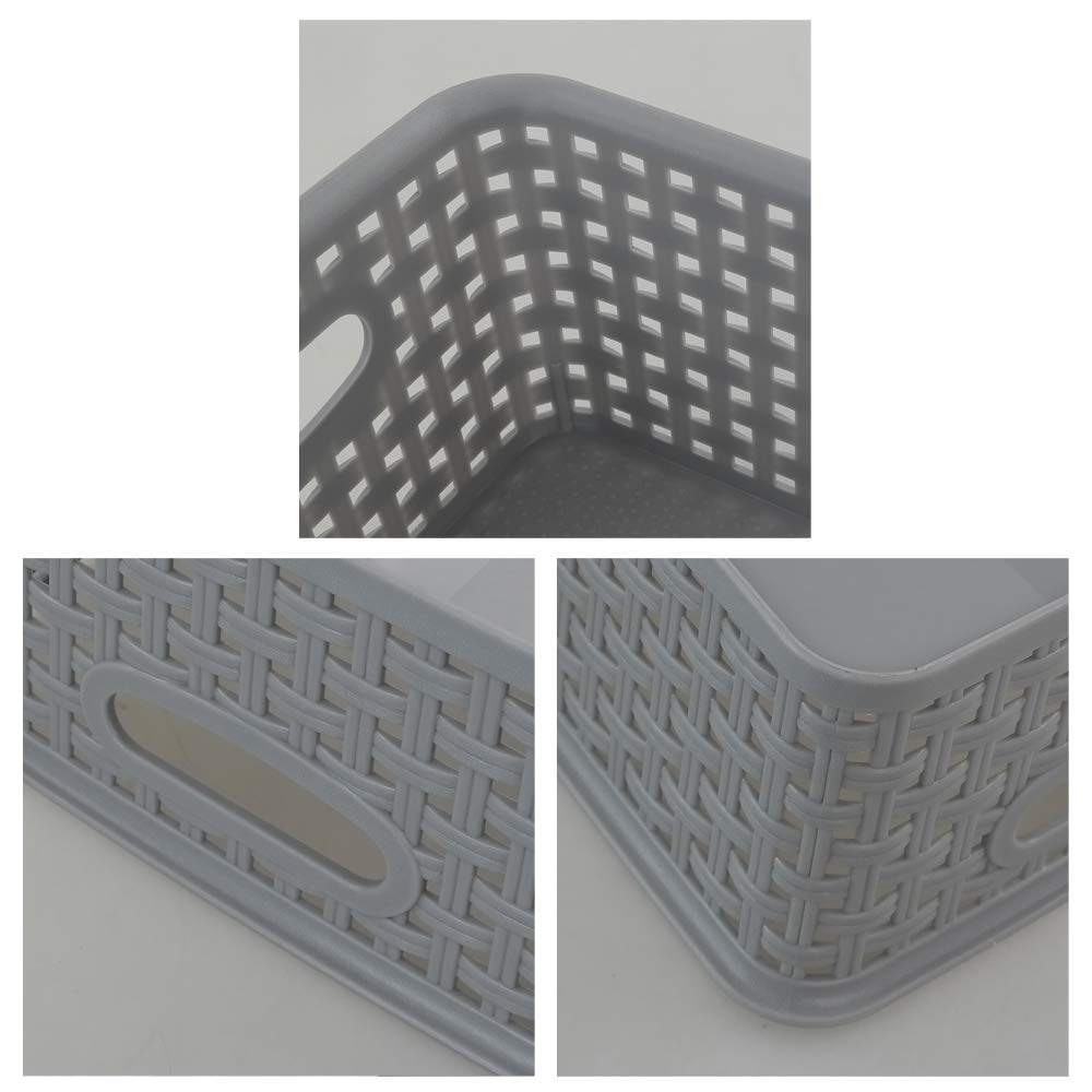 Neadas Grey Small Weave Storage Baskets, Bathroom Kitchen Organizer, Packs of 6