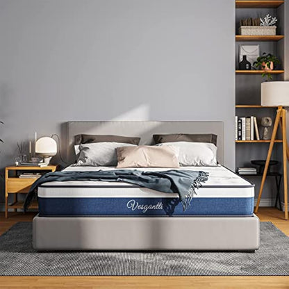 Vesgantti European Single Mattress, 10 Inch Hybrid Mattress with Breathable Memory Foam and Individual Pocket Spring-Medium Firm, 90x200x25cm