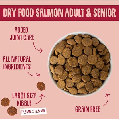 Scrumbles Natural Dry Dog Food, Grain Free Recipe with Fresh Salmon, for Adults and Senior Breeds, 7.5 kg Bag