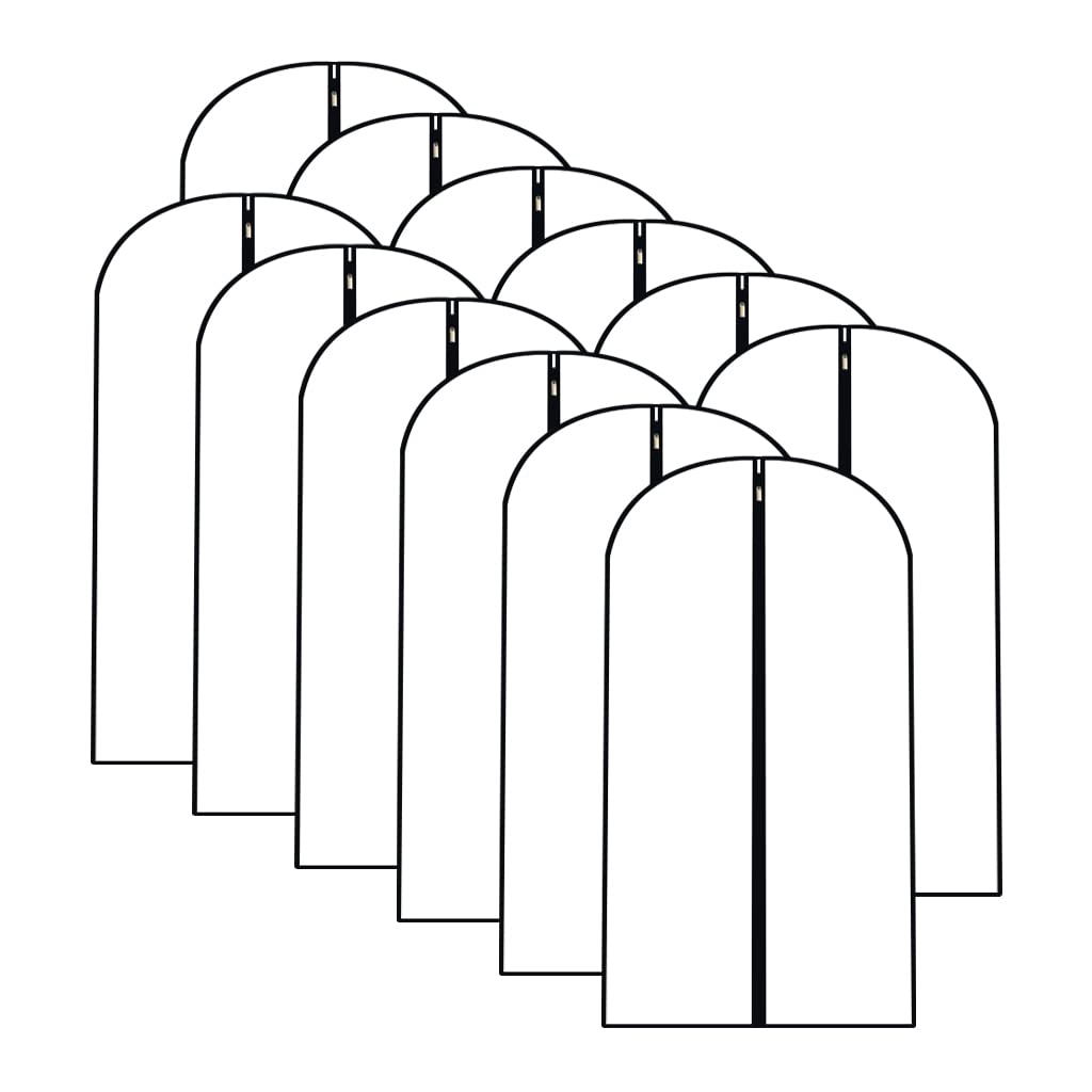 Hanging Garment Bags 12 Pack Breathable Suit Bag Covers with Zip PEVA Clothes Cover Bags Coat Garment Bags Waterproof Dress Cover Bags for Wardrobe