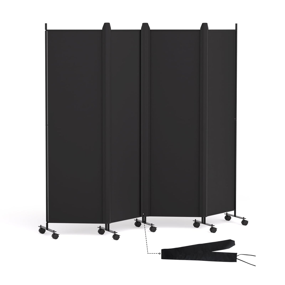 HIDODO 4 Panel Room Divider Folding Privacy Screen, Freestanding Room Partition with Lockable Wheels, Portable Wall Divider for Room Separation