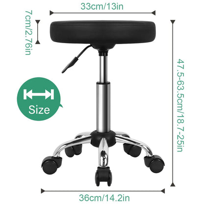 FURWOO Multi-Purpose Rolling Stool with Wheels for Spa - Adjustable Drafting Stool (Black)