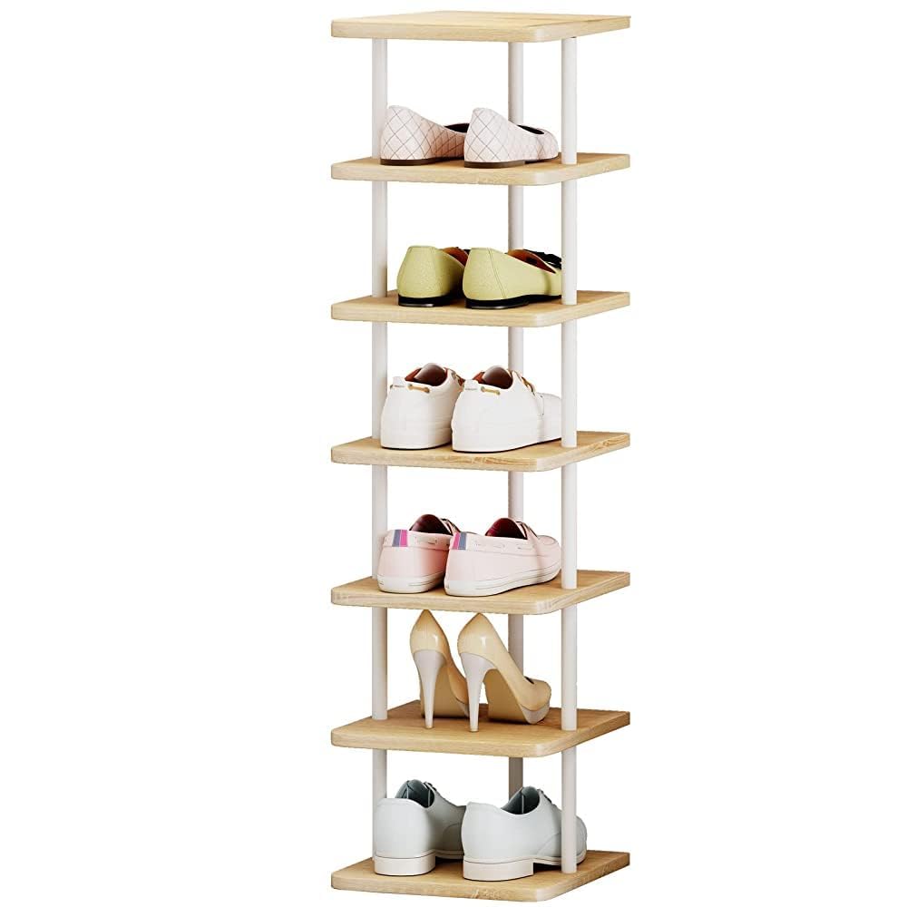 Dazioter Vertical Shoe Rack Storage Narrow Shoe Organizer Shelf 7 Tier