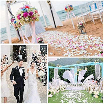 JCF 2000 Pieces Rose Petals, Artificial Flower Petals, No-Taste Emulation Roses Petals for Bedroom Wedding Valentine's Day Anniversary Party Romantic Decorations(White)