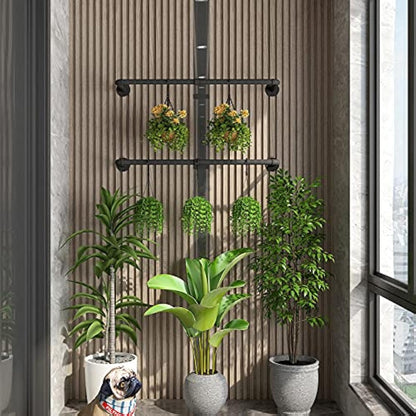 IBUYKE Wall Mounted Clothes Rail, Set of 2, 94cm Industrial Pipe Clothes Bar Rack, Heavy Duty Retro Wall Tidy Rail, Pipe Display Rails for Home Shops, Detachable Garment Hanging Storage Rail TYJ001H-2