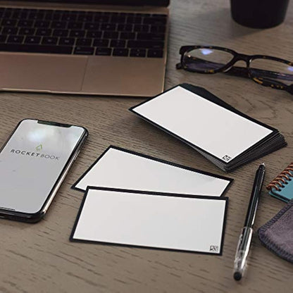 ROCKETBOOK Cloud Cards - Reusable Index Note Cards with 1 Pilot FriXion ColorStick Pen & 1 Microfiber Cloth Included - Single Set of 80