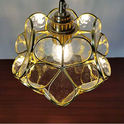 Bieye L30744 Cherry Blossom Tiffany Style Stained Glass Ceiling Pendant Light with 8-inch Wide Petals Lampshade (Textured Transparent)