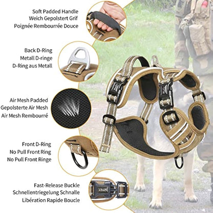 HEELE Dog Harness, No Pull Dog Harness Small, Release on Neck, Front Back Clips Dog Vest Harness Reflective Adjustable Padded, Easy Control Handle for Outdoor Walking Training, Bronze, XS