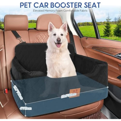 Dog Car Seat for Medium/Large Dogs, Dog Booster Seat for Dog Under 50lbs or 2 Small Dogs, Detachable and Washable Pet Car Seat, Multi-Functional Travel Dog Bed & Dog Sofa(Black)