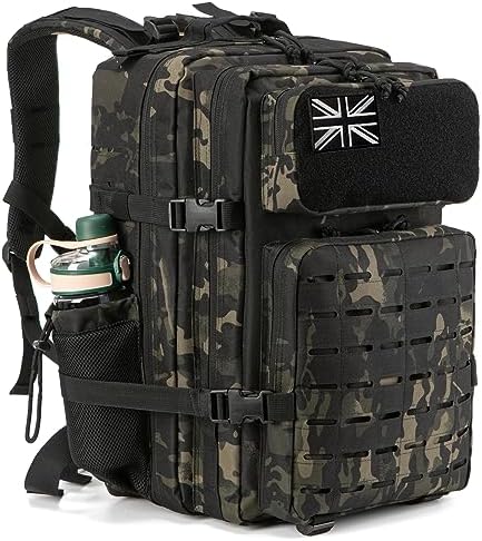 QT&QY Military Tactical Backpacks for Men Army Molle Daypack 25L/35L/45L Lage 3 Day Bug Out Bag Camping Hiking Rucksack with Bottle Holder