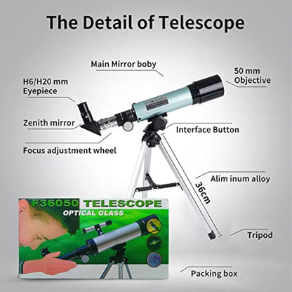 Mijiao Telescope for Kids, Astronomical Telescope Zoom 90X HD Outdoor Monocular Space Telescopes Portable Refractor Spotting Scope With Tripod, Telescope for Adults, Kids and Beginner