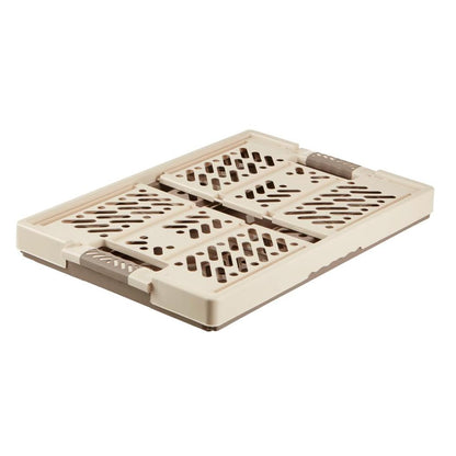 keeeper 4x Sturdy Professional Folding Boxes with Soft-Touch Handles, 54 x 37 x 28 cm, 45 Litre, Ben, Cream/ Taupe