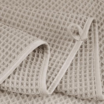 POLYTE Microfibre Oversize, 76 x 152 cm, Quick Dry Lint Free Bath Towel Set, 6 Piece (Beige, Waffle Weave)