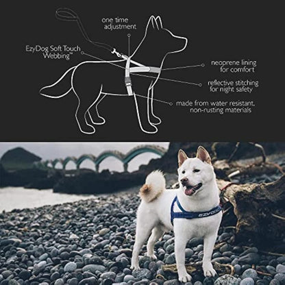 EZYDOG Quick Fit Dog Harness | Dog Harness, Reflective Stitching, Water Resistant Materials, No Pull (Corduroy, Black, Large)