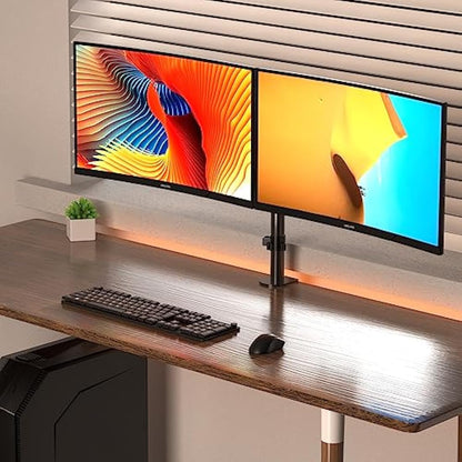 Bracwiser Dual Monitor Mount - Arm for 13-32 inch LCD LED Screens, Tilt Swivel Rotation, Height Adjustable, Up to 10kg, VESA 75/100mm