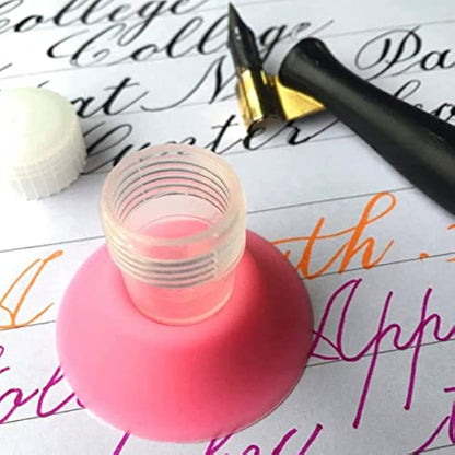 Ink Wells for Dip Pen & Calligraphy Nib Organizer a Set of Inkwells for Dip Pen Holder Nib Tin Storage - Empty Dinky Dip Ink Holder for Oblique Calligraphy Pen & Glass Dip Pen