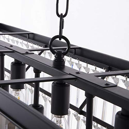 Wellmet 9-Light Crystal Chandelier 34.5 inch, Contemporary Modern Chandeliers Adjustable for Living Room, Dining Room, Pool Table Light, Kitchen Island Lighting