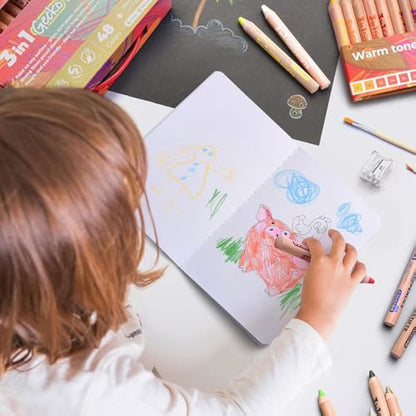 colozoo Gecko 3-in-1 Kids' Pencil Set | 48 Colouring Pencils with 2 Brushes, Sharpener, and Book for Ages 3 and Up | Ideal for Drawing and Colouring-Sets for Children