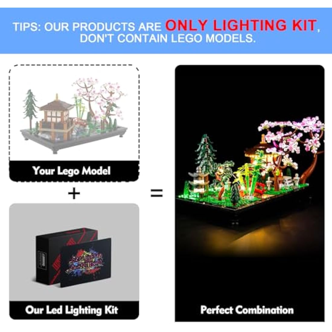 Led Light Kit for Lego Tranquil Garden, Led Lighting Set for Lego 10315 Tranquil Garden Botanical Zen Garden Kit Japanese Zen Gardens - Not Include Models, Just Light Kit (Standard Version)
