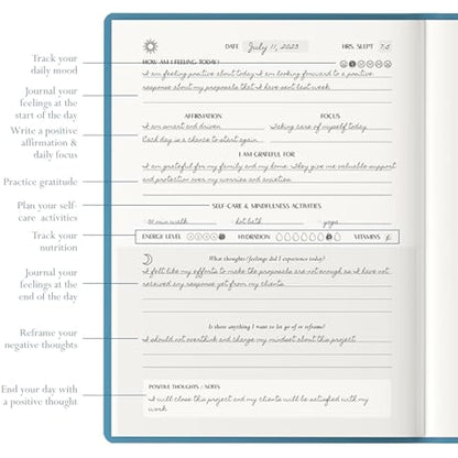 LIFTINSPIRE CO. FINDING BALANCE Mental Health Journal – 6-Month Daily Journal with Prompts for Mindfulness, Self-Care & Healing – Anxiety & Depression Relief – Blue Hardcover
