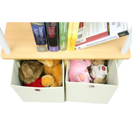 Furinno TURN-N-TUBE Storage Shelves, 3-Tier Toolless Book Shelf with Storage Bins, Display Shelf, for Organization and Storage, Living Room, Garage