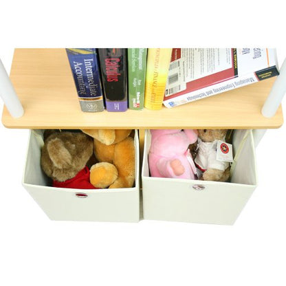 Furinno TURN-N-TUBE Storage Shelves, 3-Tier Toolless Book Shelf with Storage Bins, Display Shelf, for Organization and Storage, Living Room, Garage