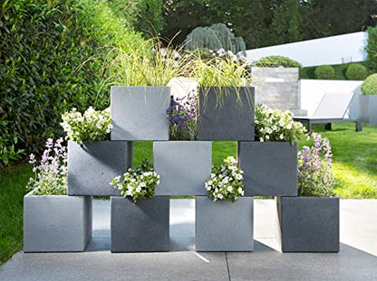 Scheurich C-Cube planter, plastic, STONY GREY, 38x38 cm, H?he 33 cm