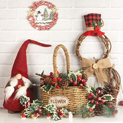 12PCS Christmas Berries Decorations, Christmas Pine Cones Berry Pine Branch Set, Holly Spray Artificial Christmas Picks for Crafts Gift Wrapping DIY Winter Floral Picks Tree Fillers Wreaths Decor