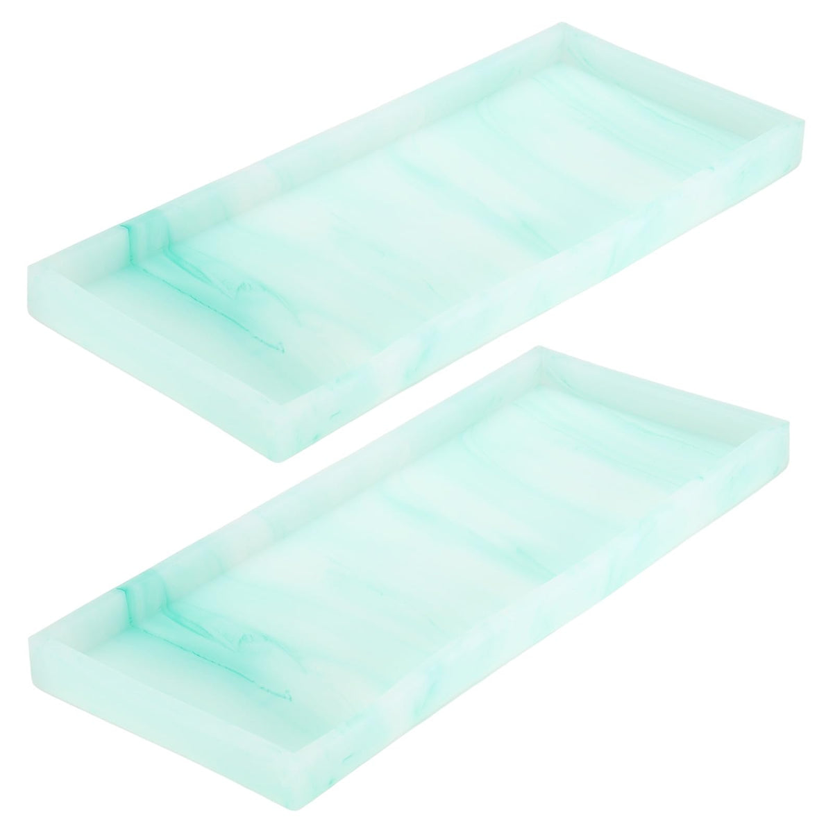 sourcing map 2Pcs Bathroom Vanity Tray, 11.8" x 5" Silicone Soap Dispenser Trays, Shatterproof Kitchen Sink Organizer for Soaps Keys Candle Trinket