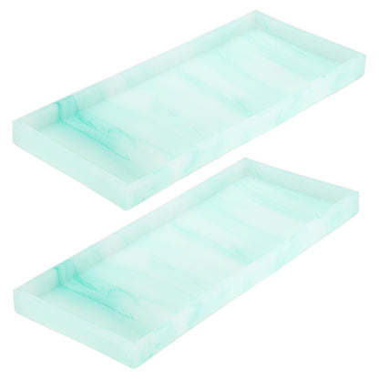 sourcing map 2Pcs Bathroom Vanity Tray, 11.8" x 5" Silicone Soap Dispenser Trays, Shatterproof Kitchen Sink Organizer for Soaps Keys Candle Trinket