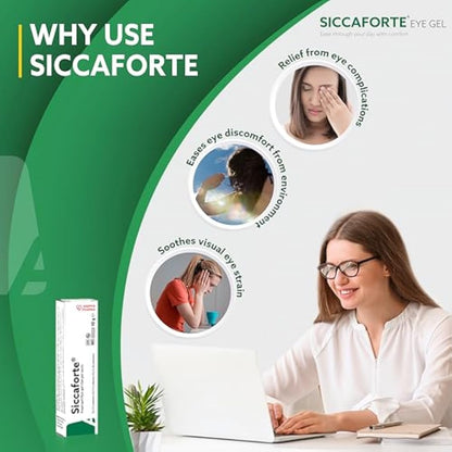 Siccaforte Eye Gel with Carbomer | Smooth, Moisturizing and Healing for Fresh Eyes | Soothing Irritated and Sore Eyes | Comfortable on Eyes for Day Time Use | Long Term Relief (3 x 10 g)