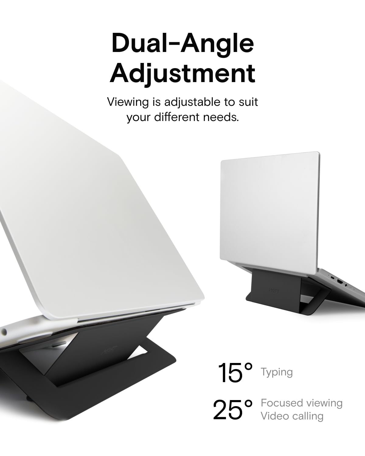 MOFT Laptop Stand for Desk, Adhesive Airflow Laptop Stand with Open Design for Heat Dissipation, 2 Adjustable Viewing Angles
