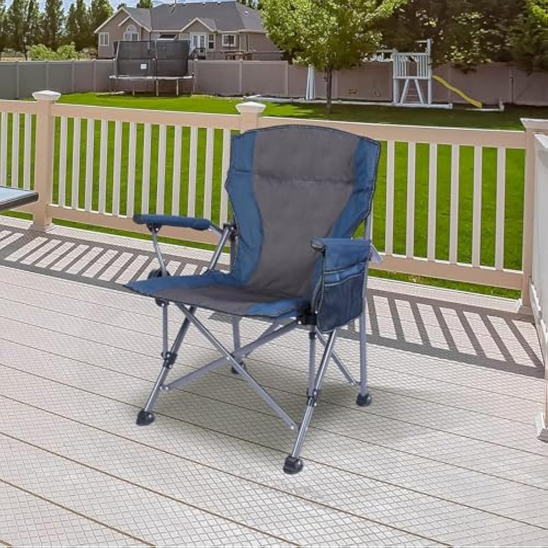 REDCAMP Oversized Folding Camping Chair for Heavy People 200kg, Deluxe Large Heavy Duty Garden Chair for Adults Outdoor Travel Picnic Fishing, Blue