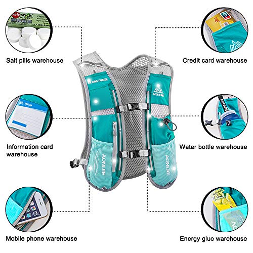 HINATAA Lightweight Running Hydration Backpack, 5L 190g Running Hydration Vest for Women and Men Cycling Running Climbing Hiking Vest Pack (Green with