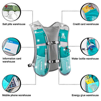 HINATAA Lightweight Running Hydration Backpack, 5L 190g Running Hydration Vest for Women and Men Cycling Running Climbing Hiking Vest Pack (Green with